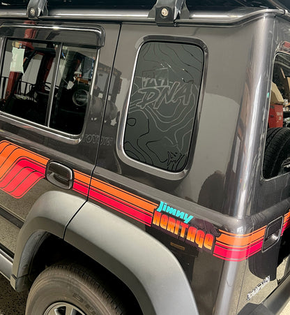 Suzuki Jimny Decal Rear Quarter Window - Contour Lines Design