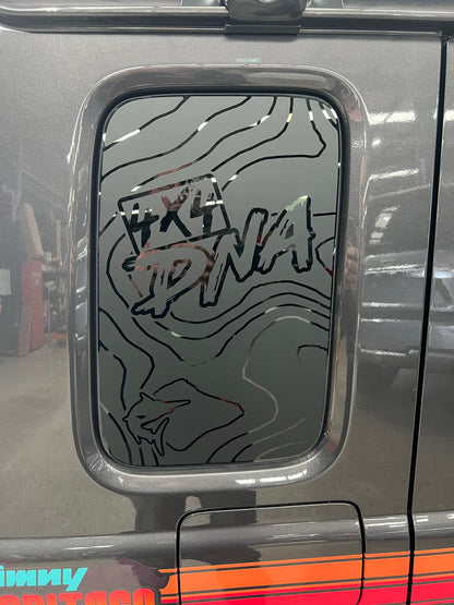 Suzuki Jimny Decal Rear Quarter Window - Contour Lines Design